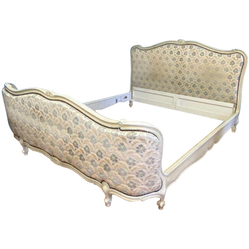 Super King (6') Antique French Upholstered Bed, Very Hard to Find For Sale