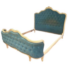 French King Size (5') Upholstered Bed with a Pretty Shaped Head Board