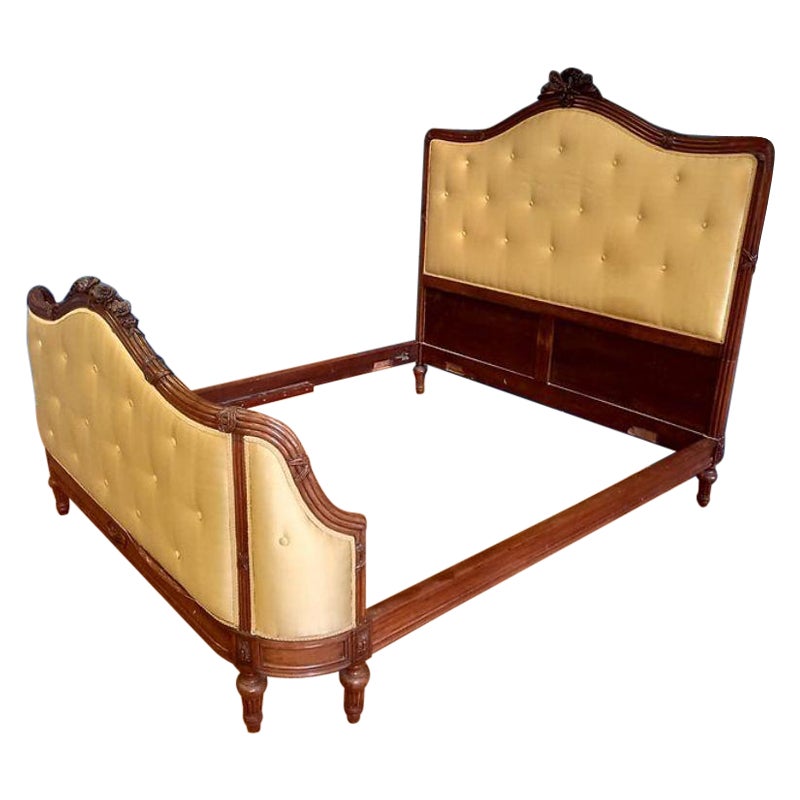 King (5') Antique Mahogany French King Size Upholstered Bed