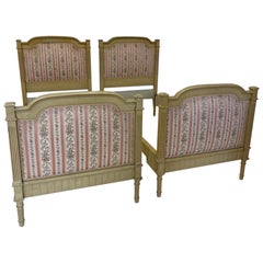Matching Pair of Italian Upholstered Single (3') Beds