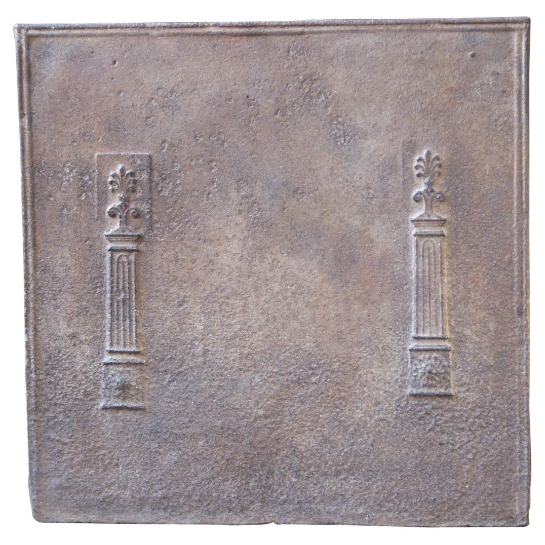 Antique French Neoclassical 'Pillars of Freedom' Fireback / Backsplash For Sale