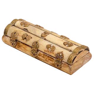 Bone Shaped Containers White And Tan Raised Pyramid Geometric Design Bone Box, India ...