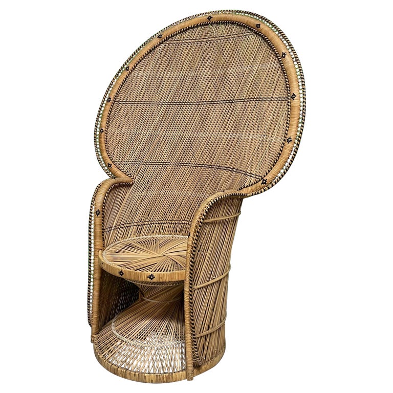 Wicker Emmanuelle peacock chair, 1970s, offered by Marjorie and Marjorie