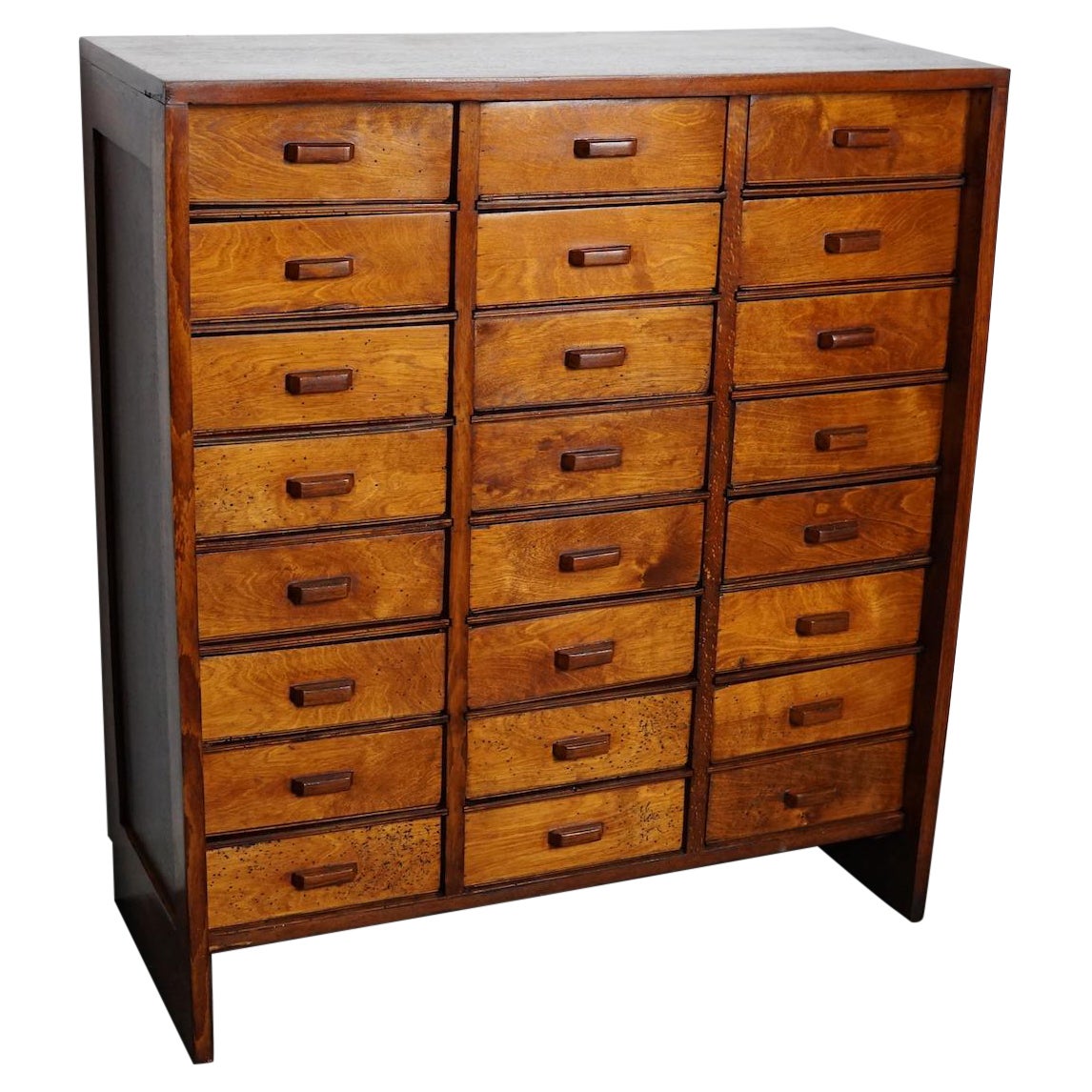 Dutch Industrial Beech and Mahogany Apothecary Cabinet, Mid-20th Century