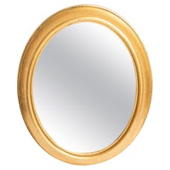 Mini Oval Decorative Vintage Mirror in Gold Frame, Italy, 1960s