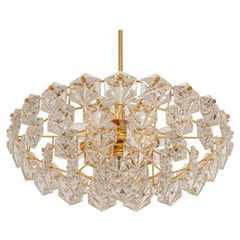 Stunning Large Chandelier, Brass and Crystal Glass by Kinkeldey, Germany, 1970s