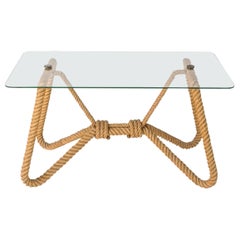 Rope Coffee Table by Adrien Audoux & Frida Minnet, France, 1960's