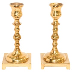 Pair of Georgian Polished Brass Candle Holder