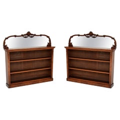 Pair of Antique Victorian Burr Walnut Bookcases