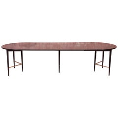 Paul McCobb for Directional Black Lacquer and Brass Dining Table, Refinished