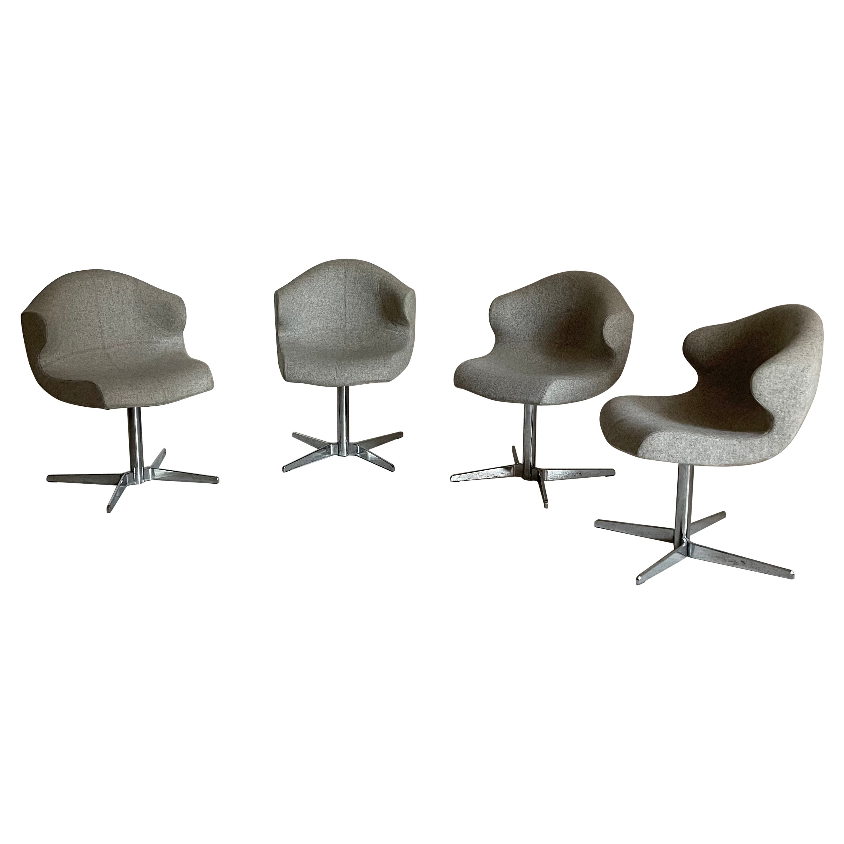Organically Swivel Dining Chairs by Ligne Roset, Set of Four, France  For Sale