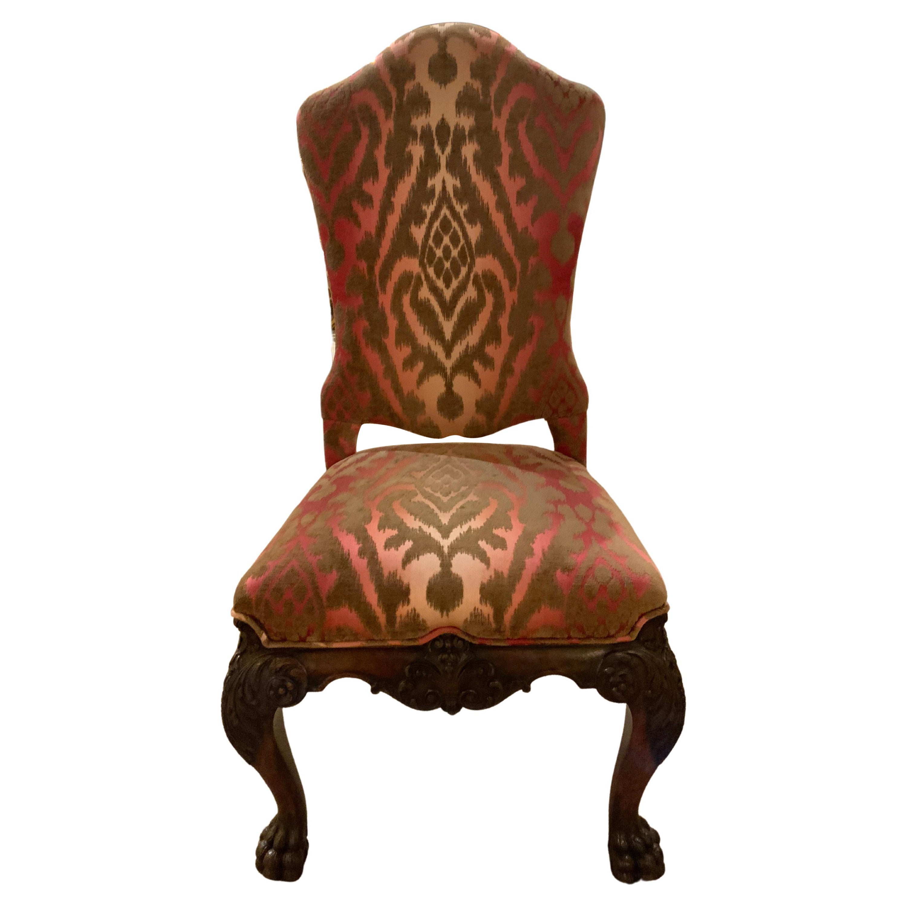 Set of Ten Dining Chairs with Upholstered High Backs Beautifully Carved Legs For Sale