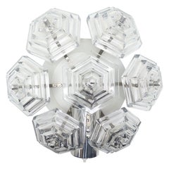 Snowflake Design Glass Vintage Wall Light, 1970s