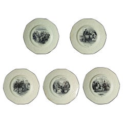 Set of Five Vintage Decorative Faience Plates Boch Keramis