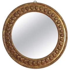 Italian Carved Giltwood Circular Mirror, Early 18th Century