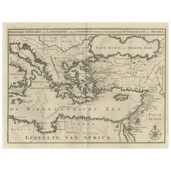 Antike antike Karte des östlichen Mittelmeerraums und Asien Minor von einer Benedictine, um 1725