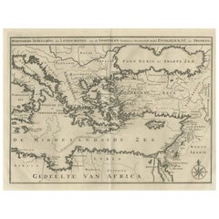 Carta geografica antica del Mediterraneo orientale e dell'Asia Minore di un benedettino, 1725 ca.