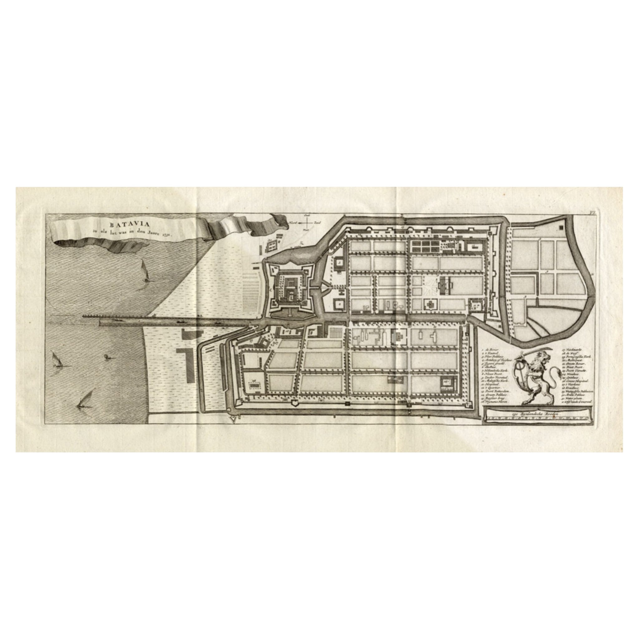 Antique Map of Batavia 'Jakarta, Indonesia', the Dutch East-Indies, 1782 For Sale