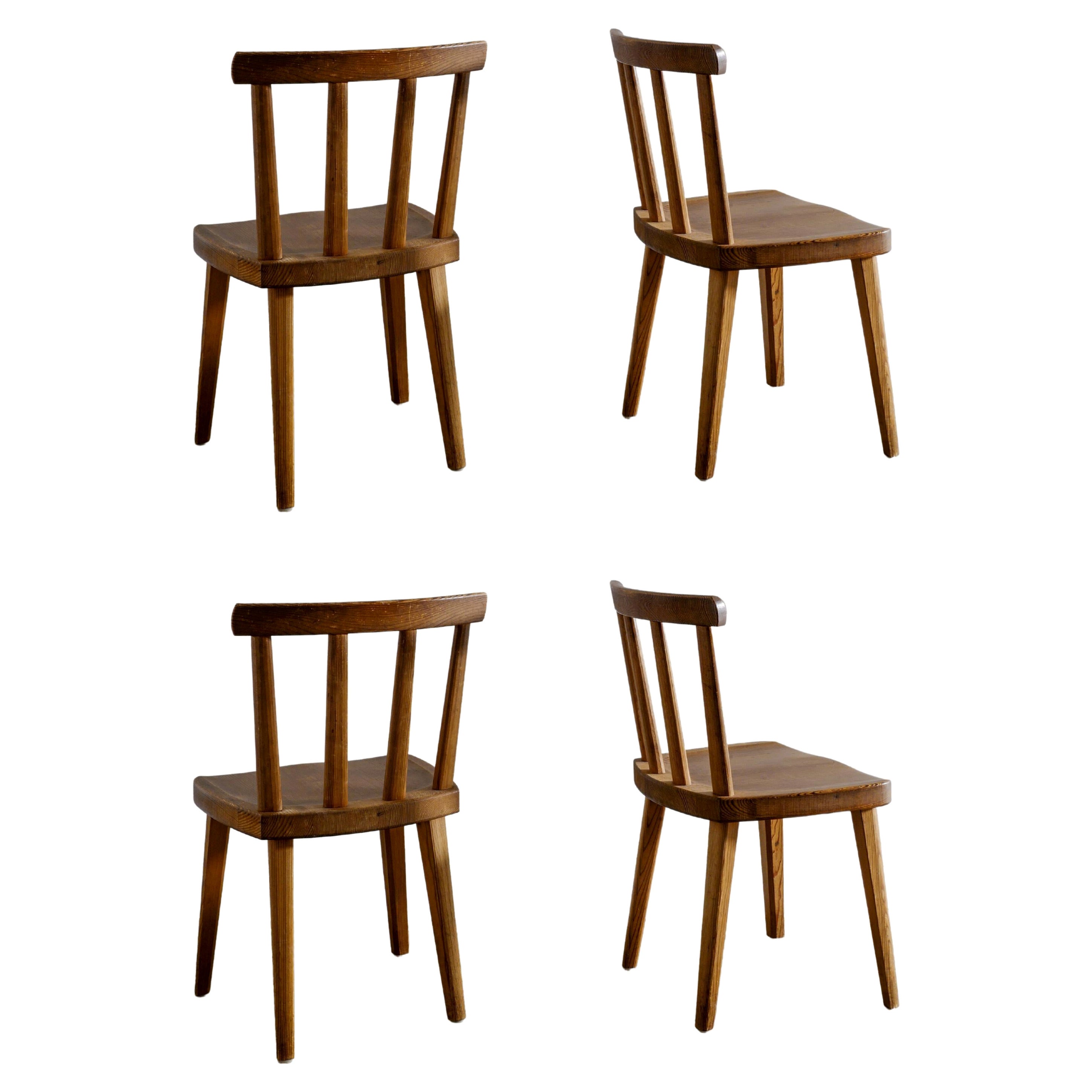 Set of Four Utö Chairs in Pine by Axel Einar Hjorth for Nordiska Kompaniet 1930s