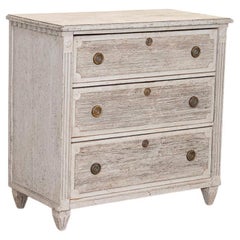 Antique Original Swedish Gustavian Chest of Drawers, Painted Gray