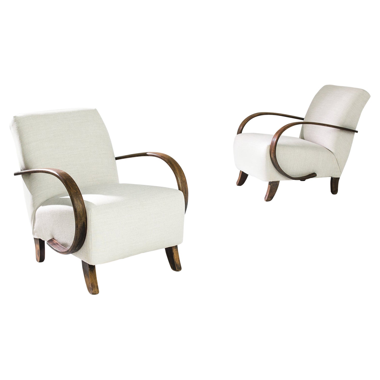 1930s H237 Armchairs by J. Halabala, a Pair