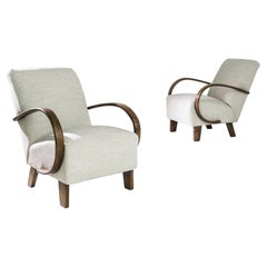 1950s Czech Upholstered Armchairs by J. Halabala, a Pair
