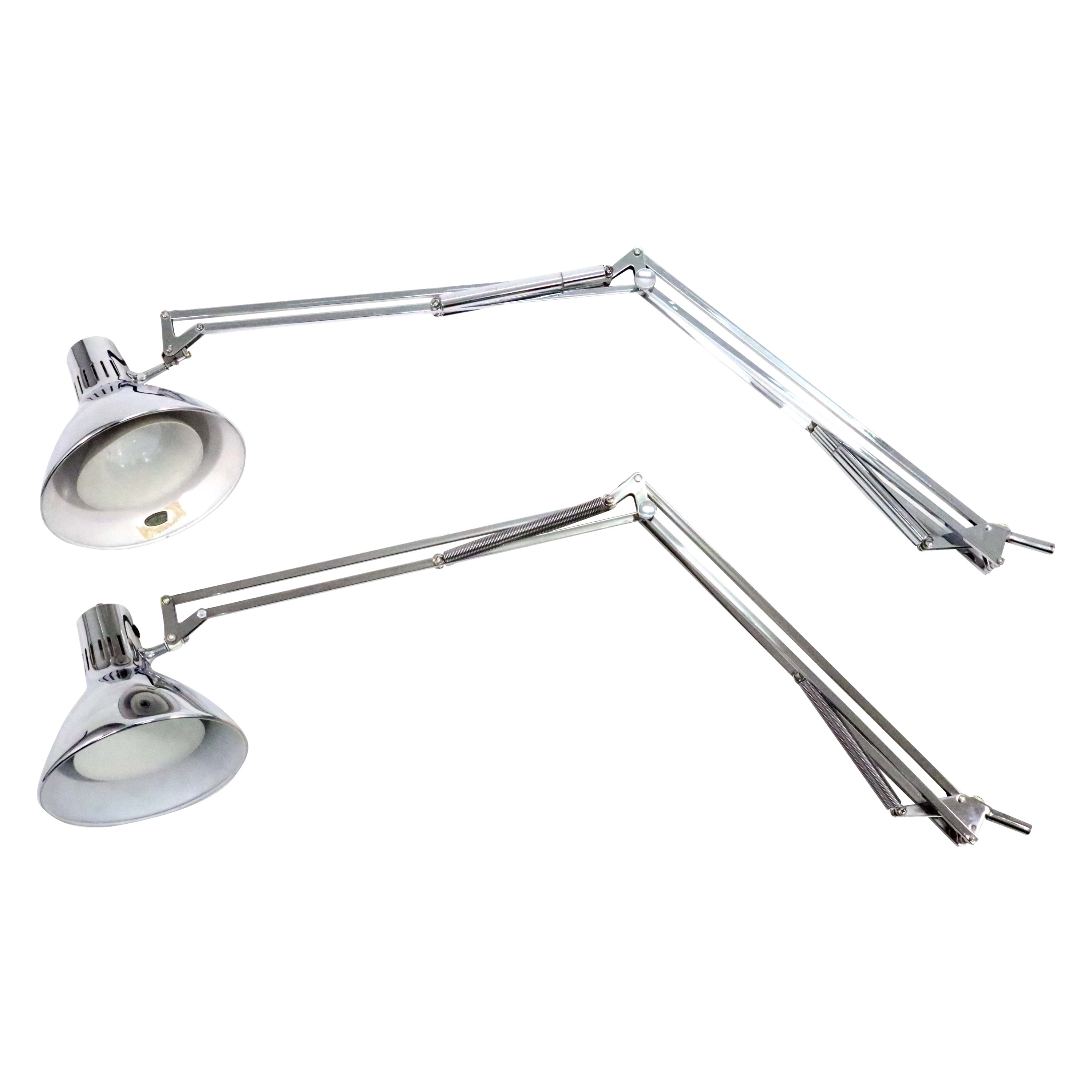 Luxo Articulating Desk Lamps in Chrome by Jac Jacobsen