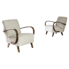 1950s Upholstered Armchairs by J. Halabala, a Pair