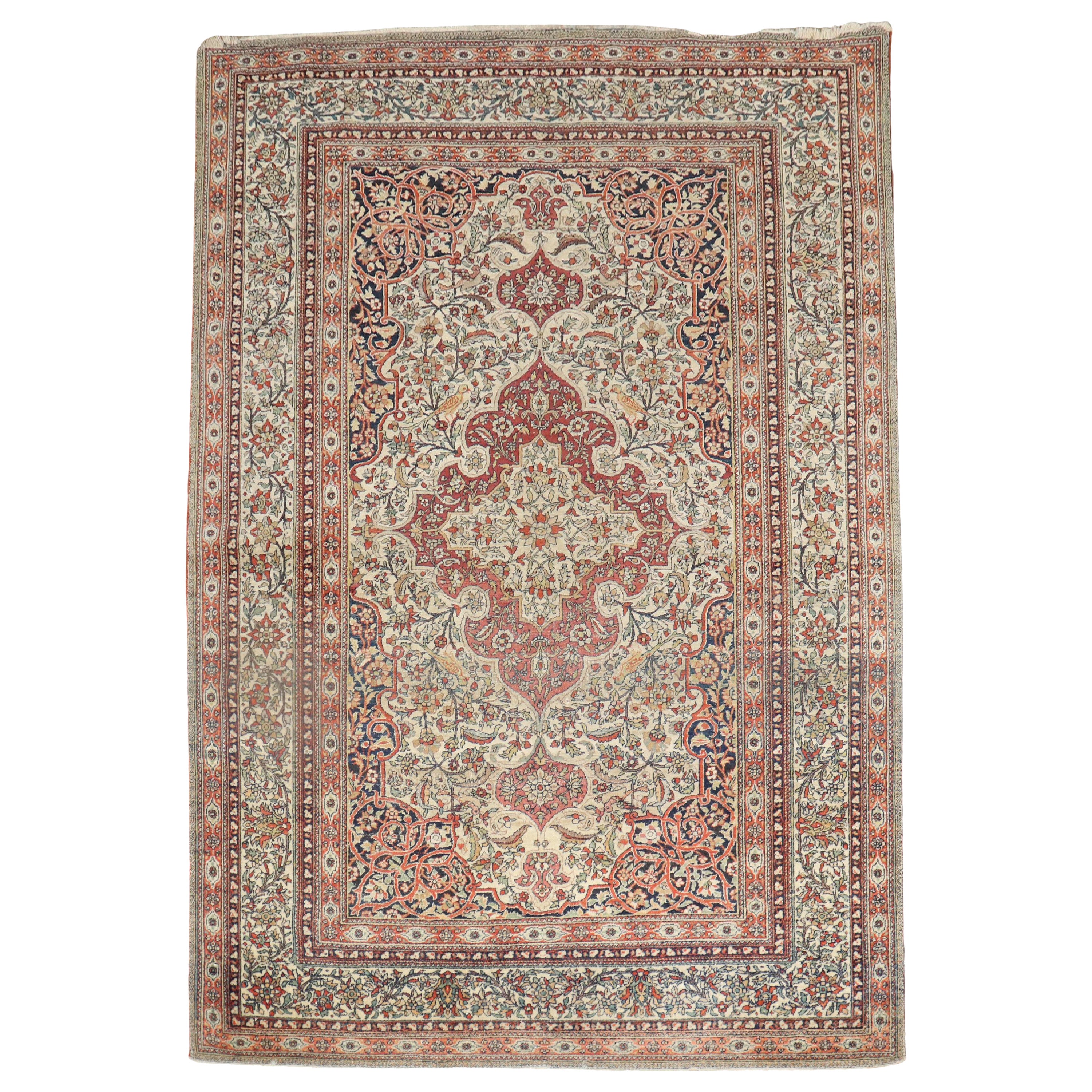 Pictorial Persian Isfahan Prayer Carpet For Sale