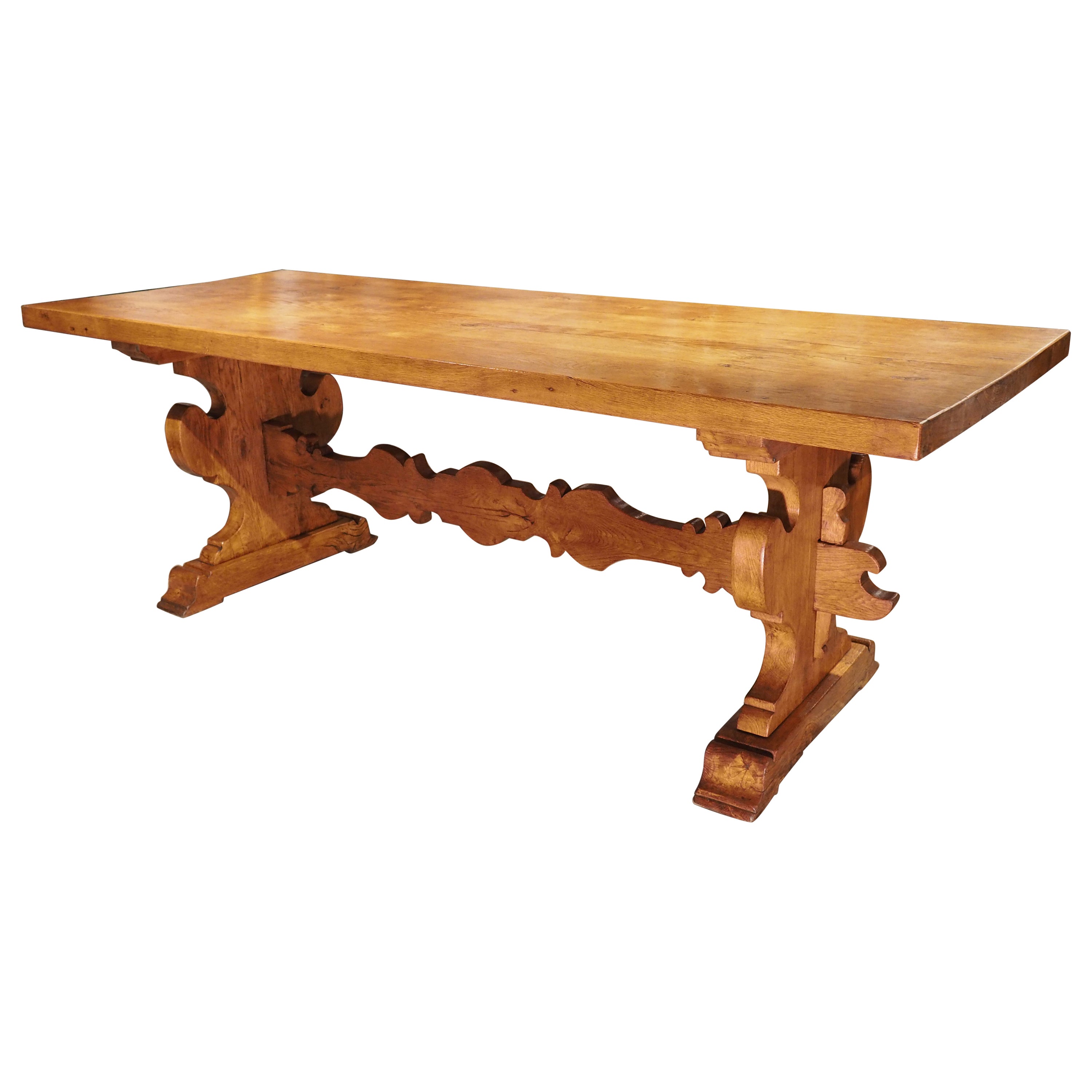 Antique French Alpine Dining Table in Carved Oak, Circa 1890