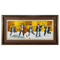 Used Group of Jazz Klezmer Jewish Musicians Print, Framed and Signed 