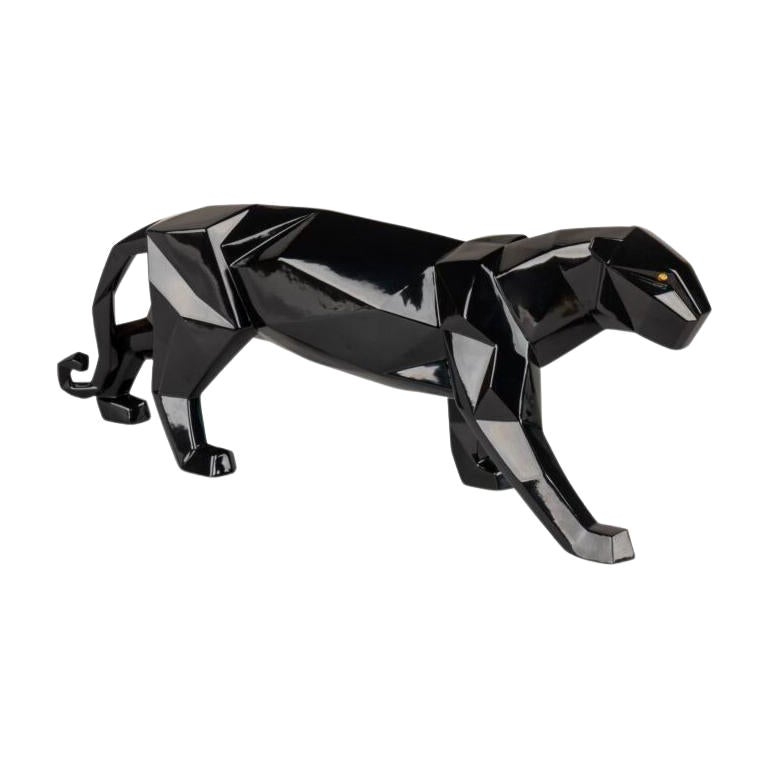 Panther Figurine, Glazed Black