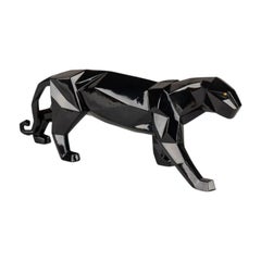 Figurilla Lladró Pantera, Negra esmaltada