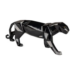 Lladró Panther Figurine, Glazed Black