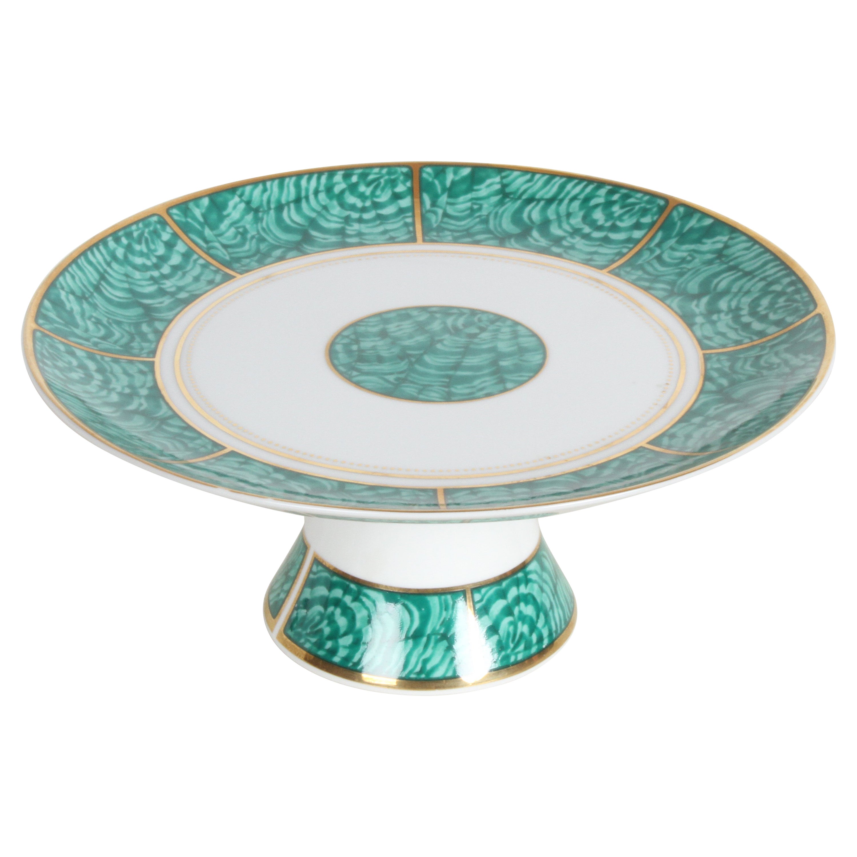 Georges Briard Mid-Century Imperial Malachite China Compote or Cake Stand For Sale
