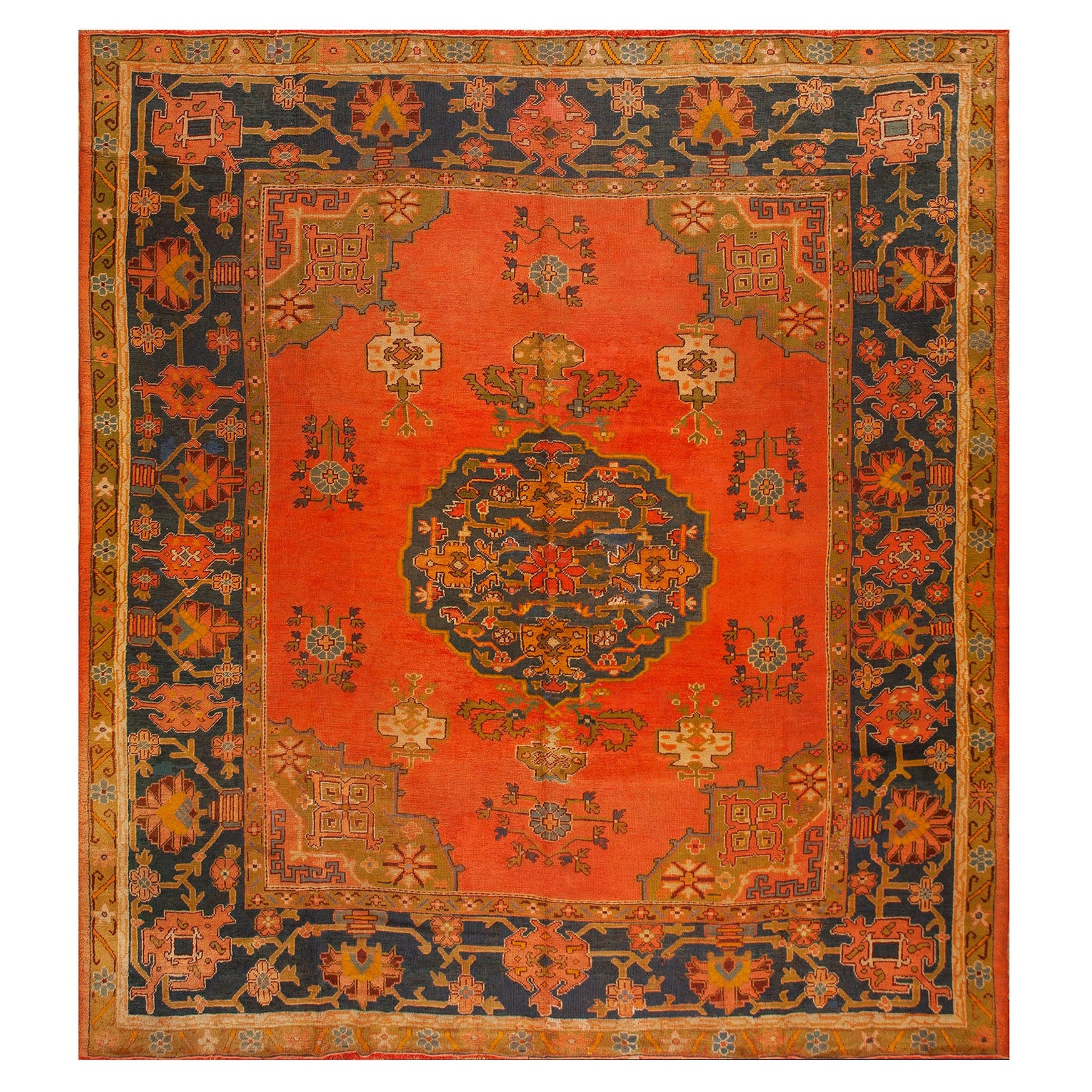 Late 19th Century Turkish Oushak Carpet ( 10' 7'' x 12' 2'' - 322 x 370 )