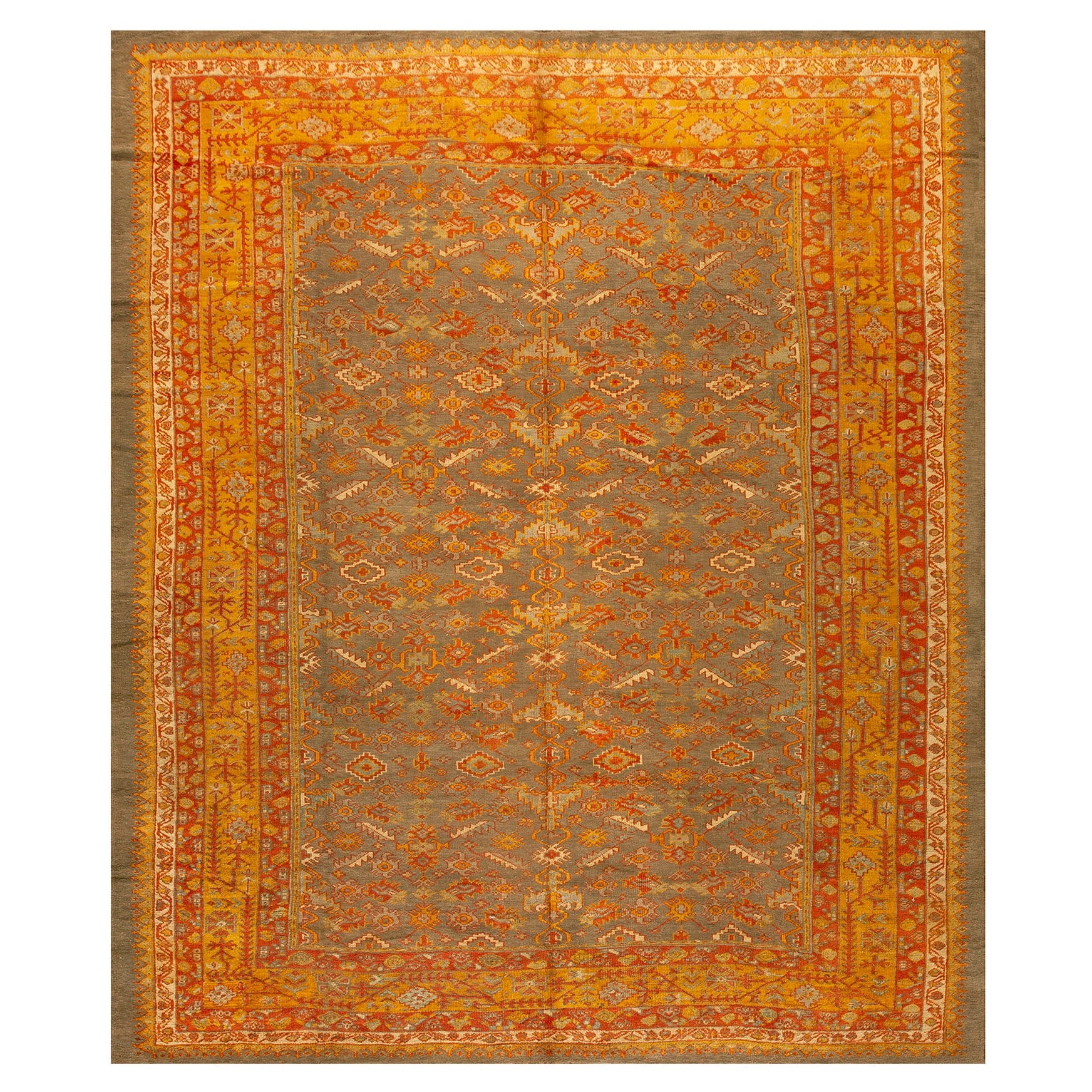 Late 19th Century Turkish Oushak Carpet ( 9'7'' x 11'3'' - 292 x 343 cm)