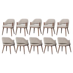 Contemporary Dining Chairs Upholstered in Velvet, Set of 10
