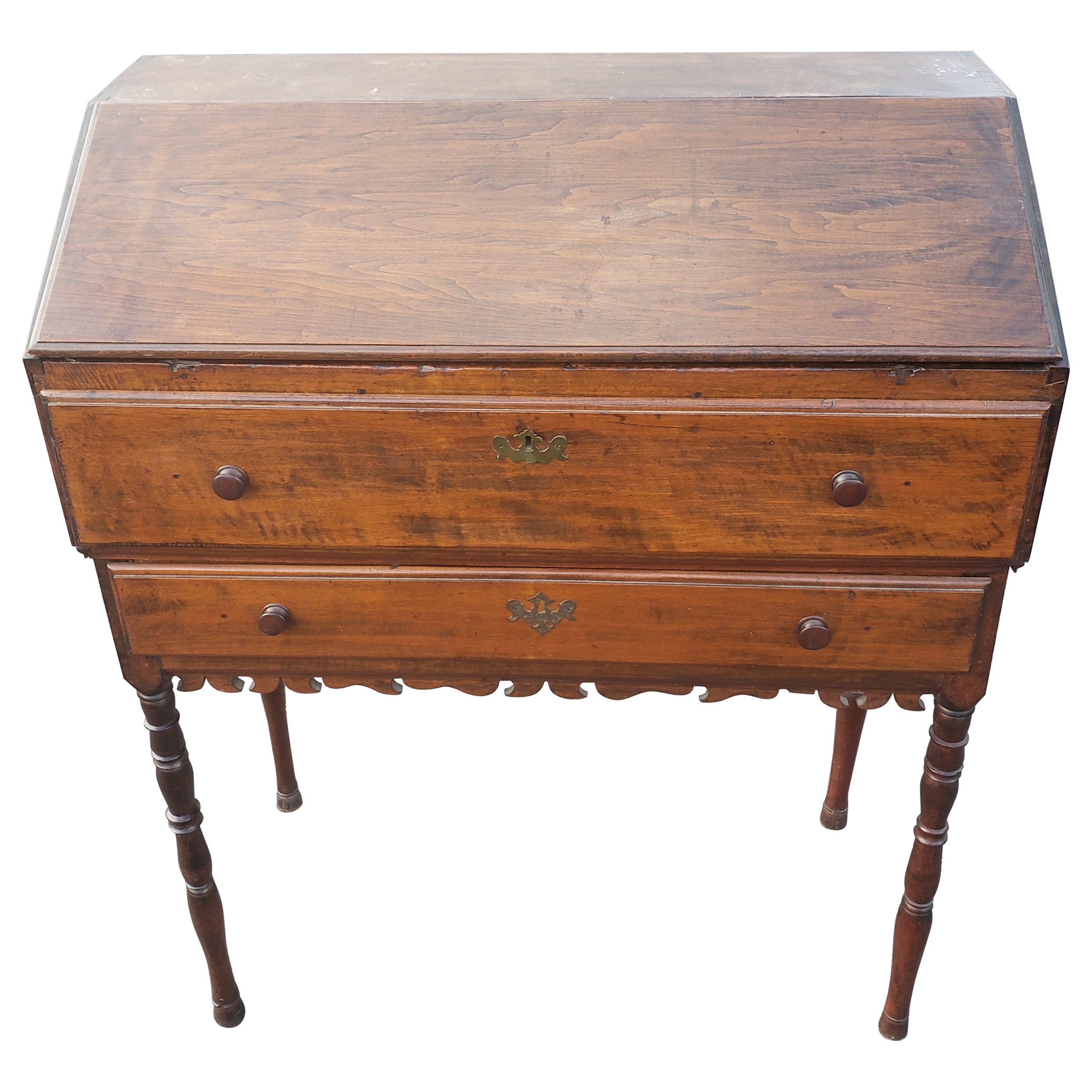 1800s Hancrafted Tall Slant Top Secretary Desk