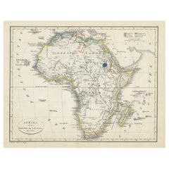 Carte ancienne d'Afrique avec des frontières de langues européennes, 1852