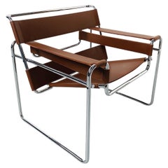 Cognac Leather B3 Wassily Chair by Marcel Breuer for Knoll Studio, 1980s