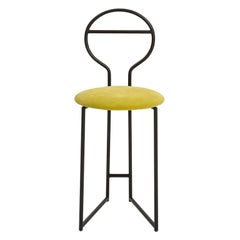 Joly Chair and Silent Butler, Yellow Velvet Seat Black Metal Made in Italy