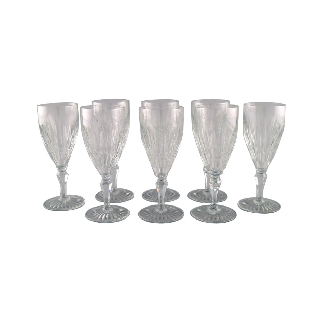 Baccarat, France, Eight Art Deco Red Wine Glasses in Crystal Glass For Sale