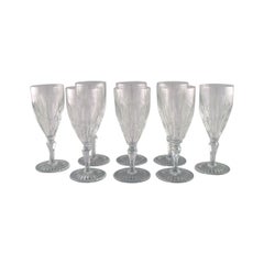 Baccarat, France, Eight Art Deco Red Wine Glasses in Crystal Glass