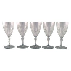 Baccarat, France, Five Art Deco Red Wine Glasses in Clear Crystal Glass