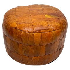 Brown Leather Pouf