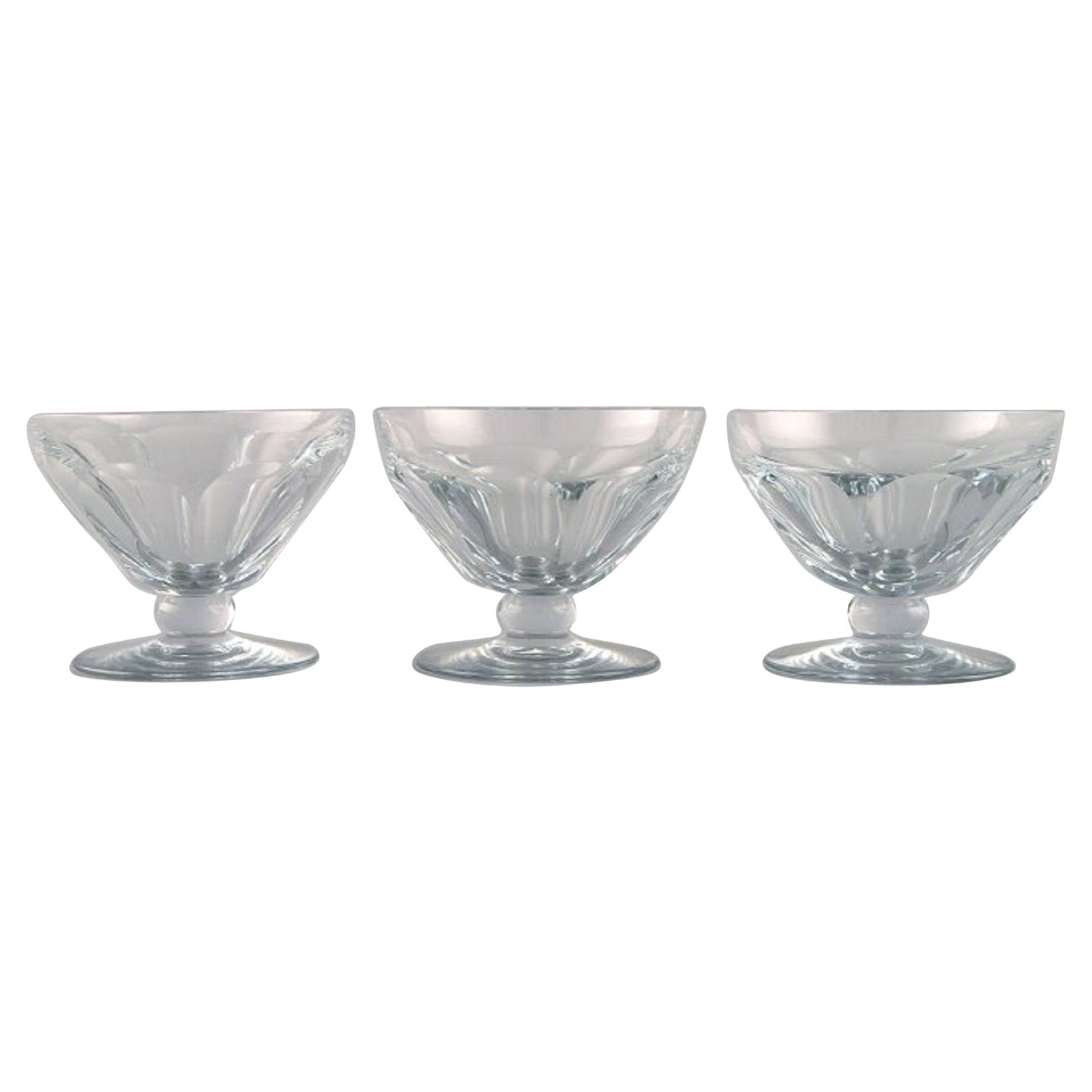 Baccarat, France, Three Tallyrand Glasses in Clear Mouth-Blown Crystal Glass For Sale