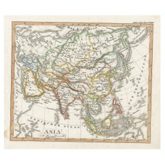 Charming Scarce Small Antique Map of Asia, 1837