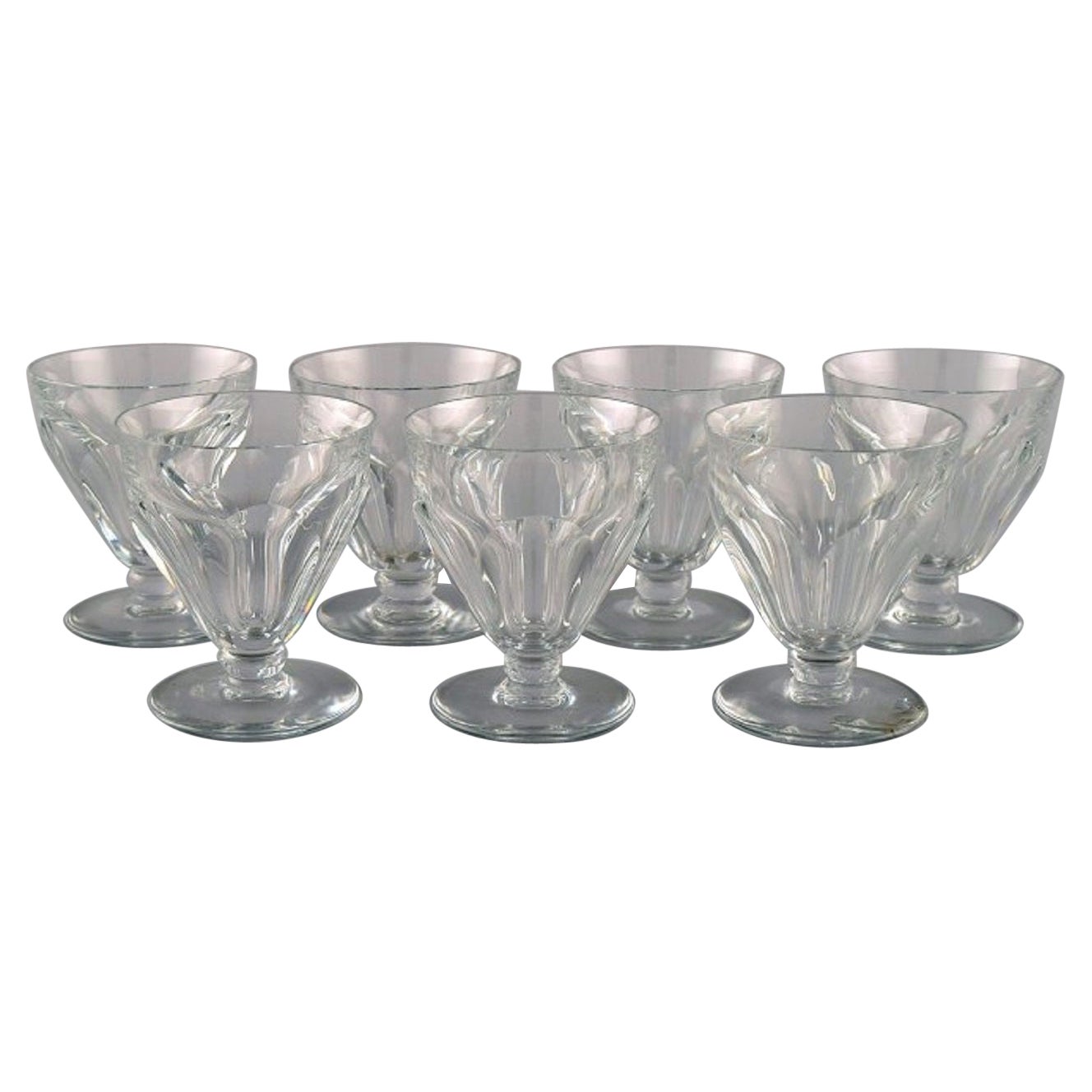 Baccarat, France, Seven Tallyrand Glasses in Clear Mouth-Blown Crystal Glass
