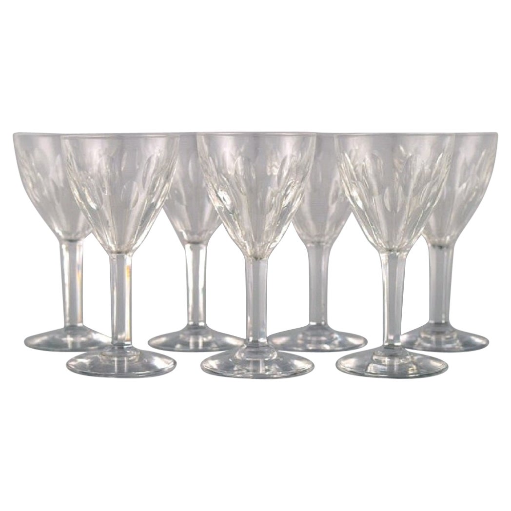 Baccarat, France, Seven Tallyrand Glasses in Clear Mouth-Blown Crystal Glass